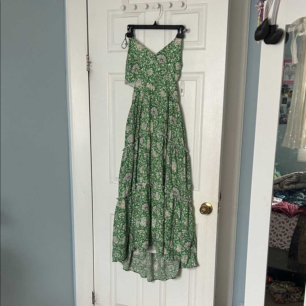 Francesca's Collections Green Floral Maxi Dress
